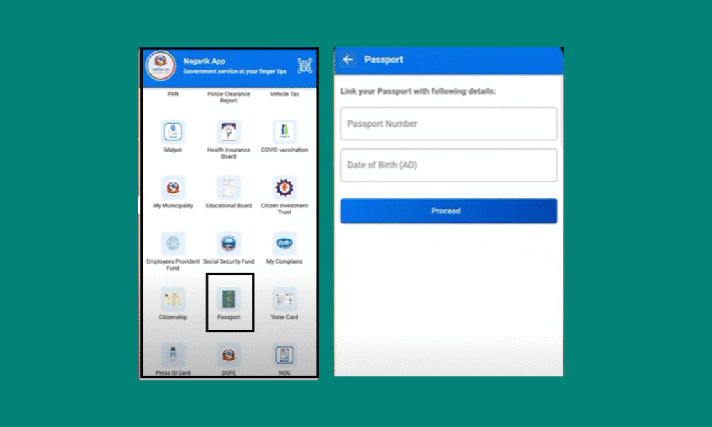 Linking passport with Nagarik app 