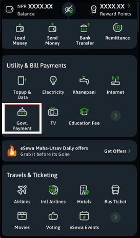 choose Khalti app or eSewa app 