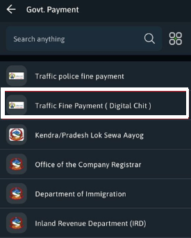 Traffic Fine Payment Digital Chit